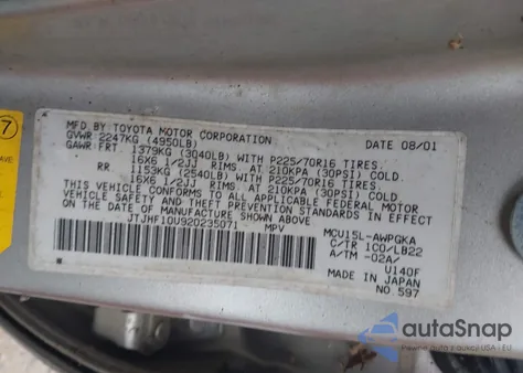 2002 Lexus Rx 300 z USA, uszkodzony, nr VIN JTJHF10U920235071